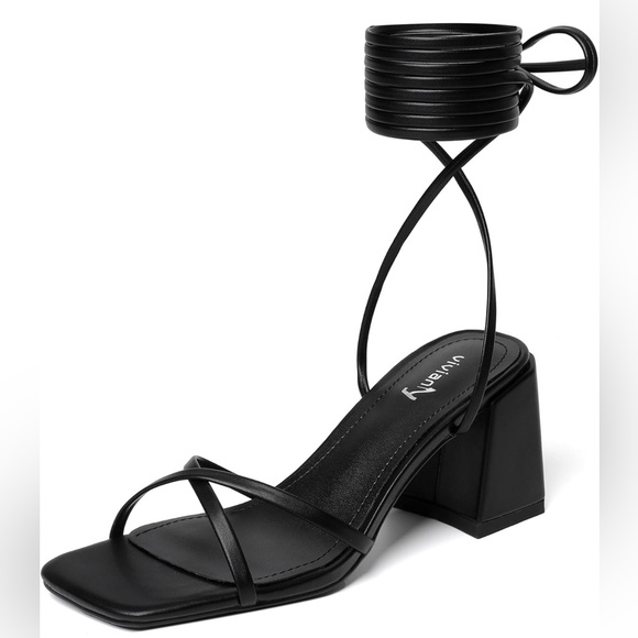 Vivianly Shoes - Vivianly Elegant Black Lace-Up Sandals